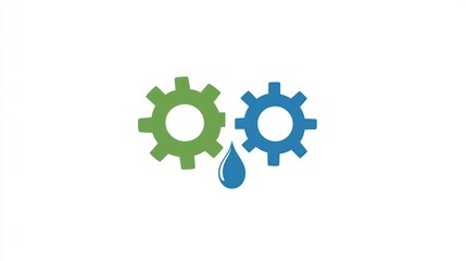 Obraz premium Intertwined gears with a drop of oil, signifying lubrication and mechanical function. Use for industrial design, engineering, or maintenance