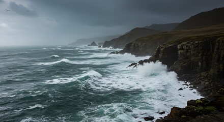 Obraz premium waves crashing on rocks