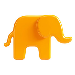 Bright Orange Elephant Figurine on White Background