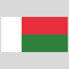 National flag of the Republic of Madagascar. Madagascar flag. Vector illustration. 