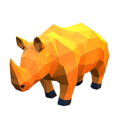 Geometric Rhinoceros on White Background