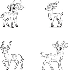 Charming Cartoon Deer Silhouettes - Playful and Whimsical Forest Animal Collection