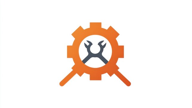 Gear logo with crossed wrenches. Maintenance symbol