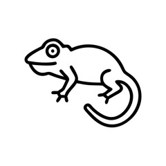 chameleon icon in black outline, modern design, depicting a lizard