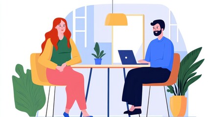 Busy coworking space with modern design, employees discussing projects, teamwork-driven atmosphere, professional and elegant look. 