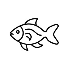 goldfish icon swimming in water, black outline, modern design