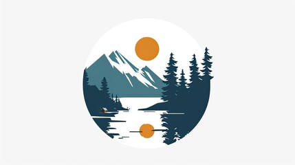 Naklejka premium Logo for a cabin in the mountains