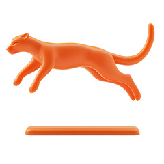 Orange Feline Figurine in Motion