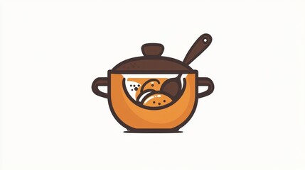 Cartoon pot of soup, simple illustration, food
