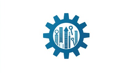 Obraz premium Business Growth, Financial Success, City Skyline, Gear, Graphic Design