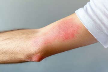 Red Skin Irritation Rash Allergy Reaction Human Arm Closeup body burn heat care pain photo image    