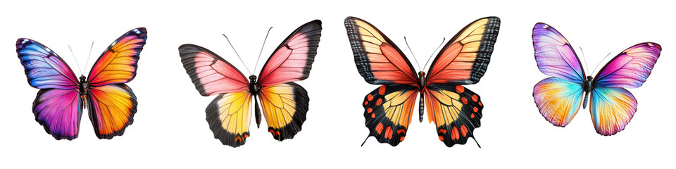 Fototapeta premium Stunning close up portraits of vibrant colorful butterflies highlighting the remarkable diversity and intricate beauty of these delicate winged creatures