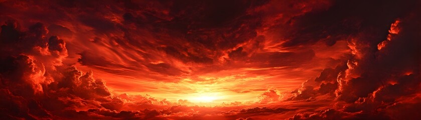 Fototapeta premium Fiery Sunset Cloudscape Dramatic Sky Illumination