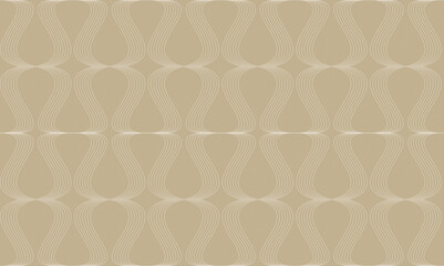 Seamless pattern of geometric, graphic and curved white lines on khaki or beige background. Abstract high resolution full frame background.