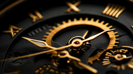 Luxurious close-up of a sophisticated time instrument with golden accents