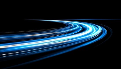 Abstract Background, Dynamic Light Trails Of Speed On Highway At Night, Long Exposure Photo.