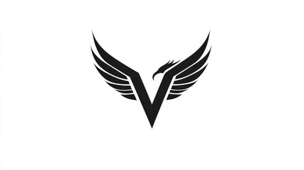 Obraz premium Abstract V-shaped logo with eagle wings