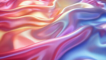 Obraz premium Iridescent holographic surface with rainbow-like light reflections creating a surreal abstract background