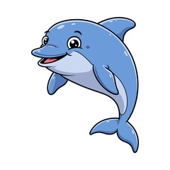 Vector illustration of a cute little dolphin isolated on white background.