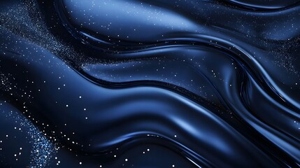Abstract Dark Blue Swirling Fabric with Glitter
