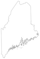 Maine state outline map in black color