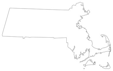 Massachusetts state outline map in black color