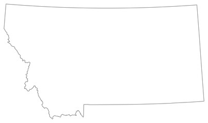 Montana state outline map in black color