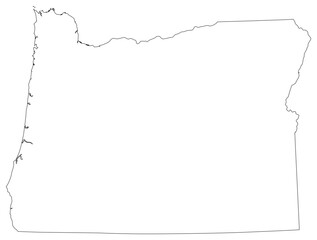 Oregon state outline map in black color