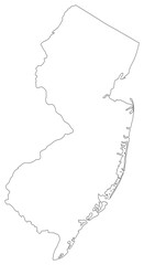 New Jersey state outline map in black color