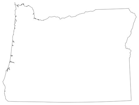 Oregon state outline map in black color