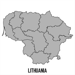 Obraz premium Lithuania map in grey style isolated on white background. Vector illustration.