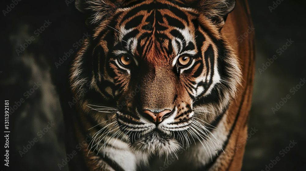 Canvas Prints mesmerizing tiger portrait with sharp amber eyes in focus