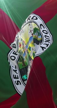Brevard County Flag, Florida, United States. 4K Vertical. Loop