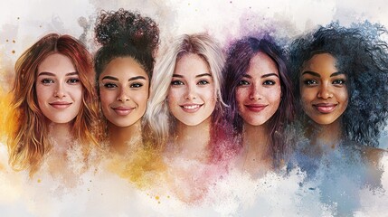 Five women, each with unique features and hairstyles