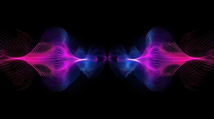 Obraz premium Vibrant abstract waveforms in pink and blue on black backdrop
