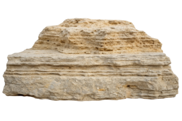 Layered rock formation for geological study isolated with transparent background