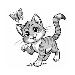 Playful Kitten Chasing a Butterfly – Fun Kids’ Coloring Page for Coloring  book, 
Cute Kitten Coloring Page

Playful Cat Sketch for Kids

Simple Kitten Outline Drawing
