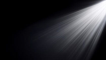 Focused White Light Beam. Black background with strong, soft white light from top. Dramatic & minimalist.  Ideal for product or stage