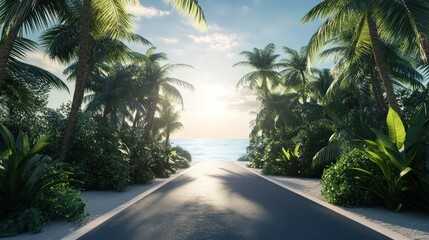 Fototapeta premium Tropical Road to Sunrise