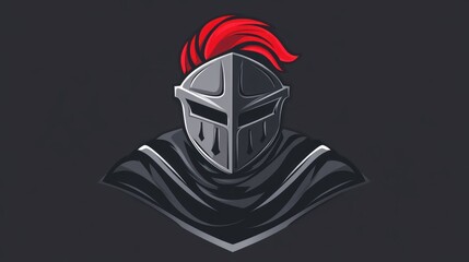 Knight's helmet, medieval armor, dark background, illustration, design element, graphic art, for logo or poster