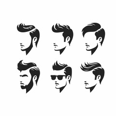 set of male faces with cool hairstyles on white background,men's hairstyles vector 