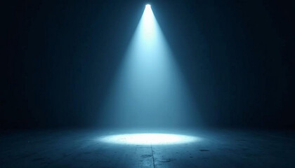 Beam of Light Shining Down in a Dark Room Interior