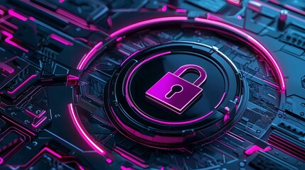 Obraz premium information records security, glowing locks and shields, vibrant cyber data visualization, modern minimalist tech setting, privacy-themed graphics, clean design aesthetic, tech-forward feel, glowing