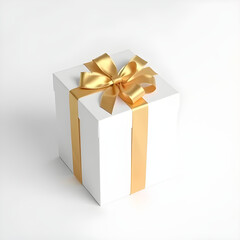 Obraz premium AI generated 3D open white gift box with gold ribbon symbolizing surprise and celebration