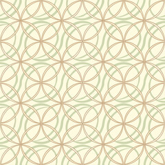 Fototapeta premium Sophisticated seamless pattern with circles and flowing lines creates a decorative vector background.