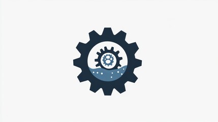 Obraz premium Gears in water, mechanism in action, industrial background, digital graphic for technology use