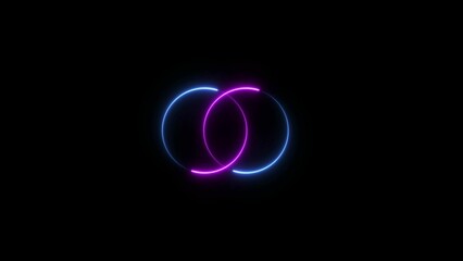 neon circle animated icon 4k on black background