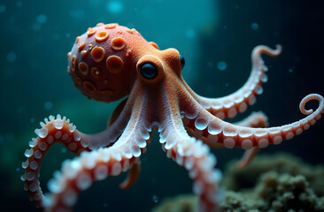 Octopus underwater. The concept of the underwater world