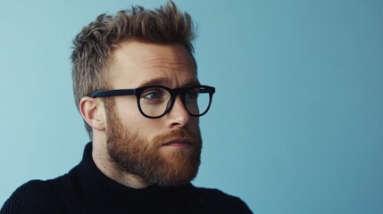 Obraz premium Man with beard and glasses stylish portrait