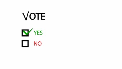 Yes vote , approved vote animated on white background